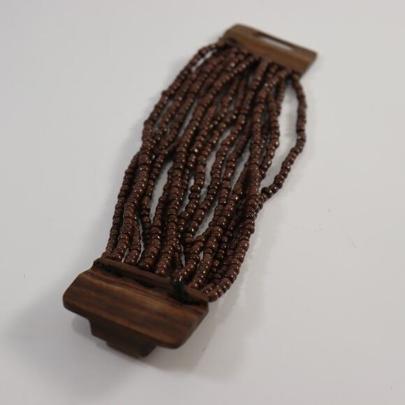 Vintage Wood Beaded Multi-Strand Bracelet – Mid Century Modern - Picture 4 of 4